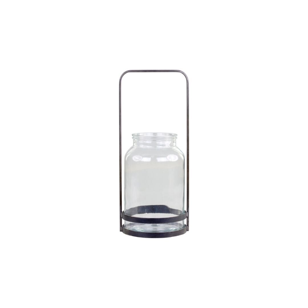 Laterne Factory mit Henkel aus Eisen, antik kohle L18 x B17 x H42,5 cm