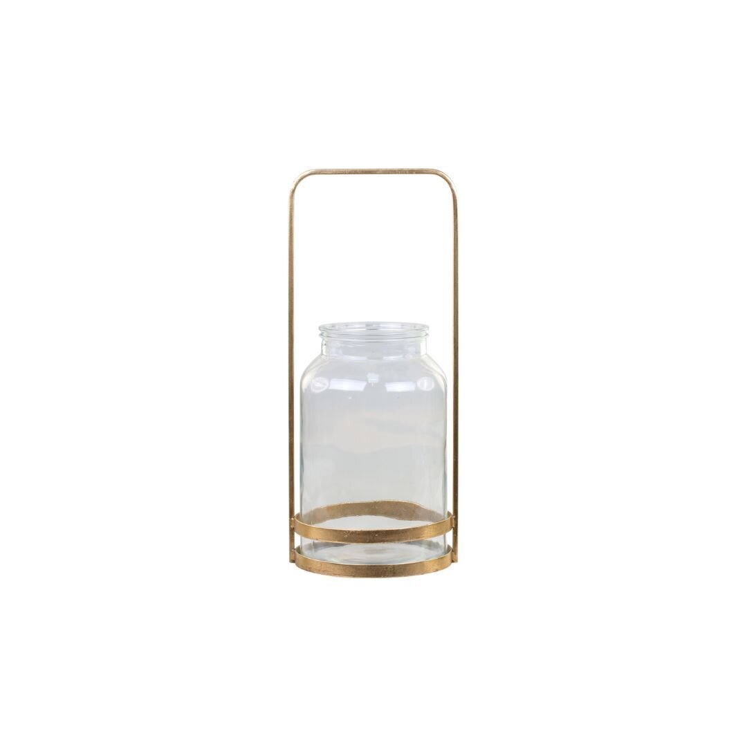 Laterne Factory mit Henkel aus Eisen, antik messing L18 x B17 x H42,5 cm
