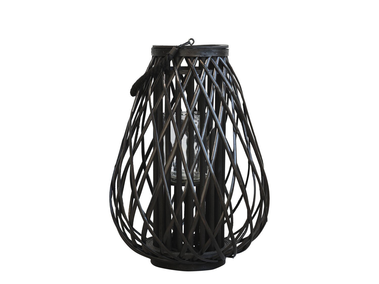 Laterne geflochten schwarz, schwarz H50/Ø36 cm