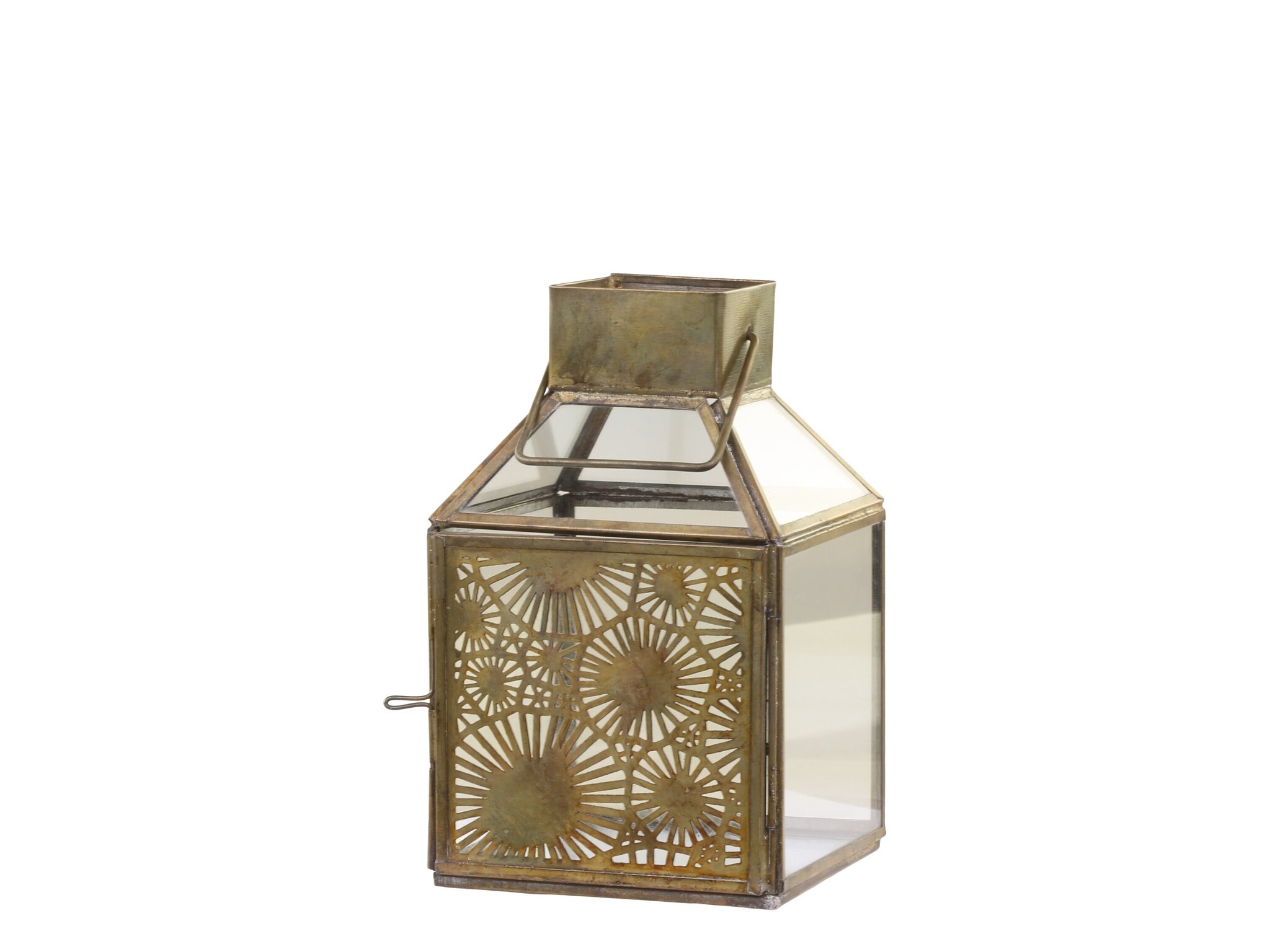 Laterne mit aufwendigem Muster, antique messing H17 x L10 x B10 cm