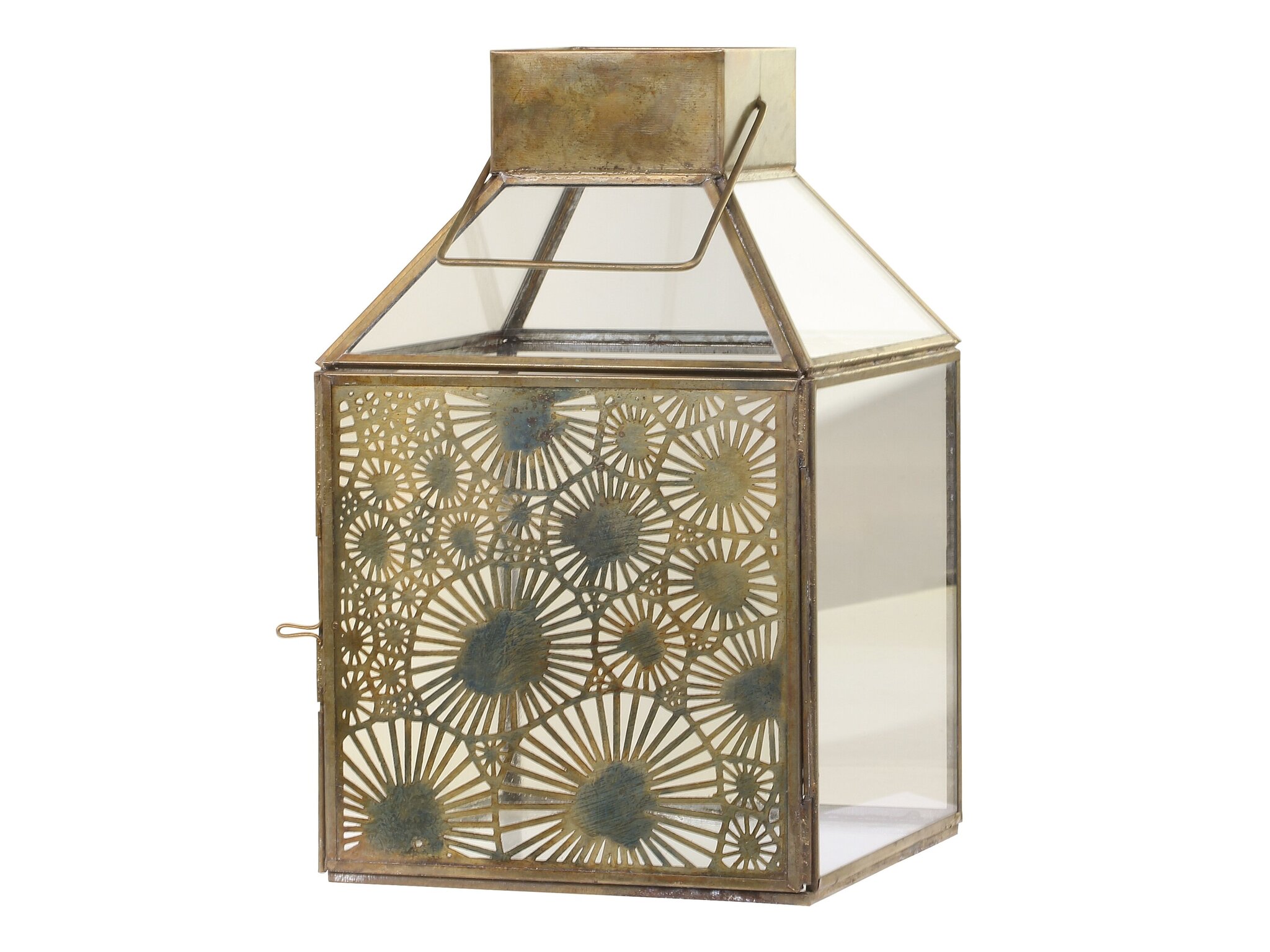 Laterne mit aufwendigem Muster, antique messing H25 x L15 x B15 cm