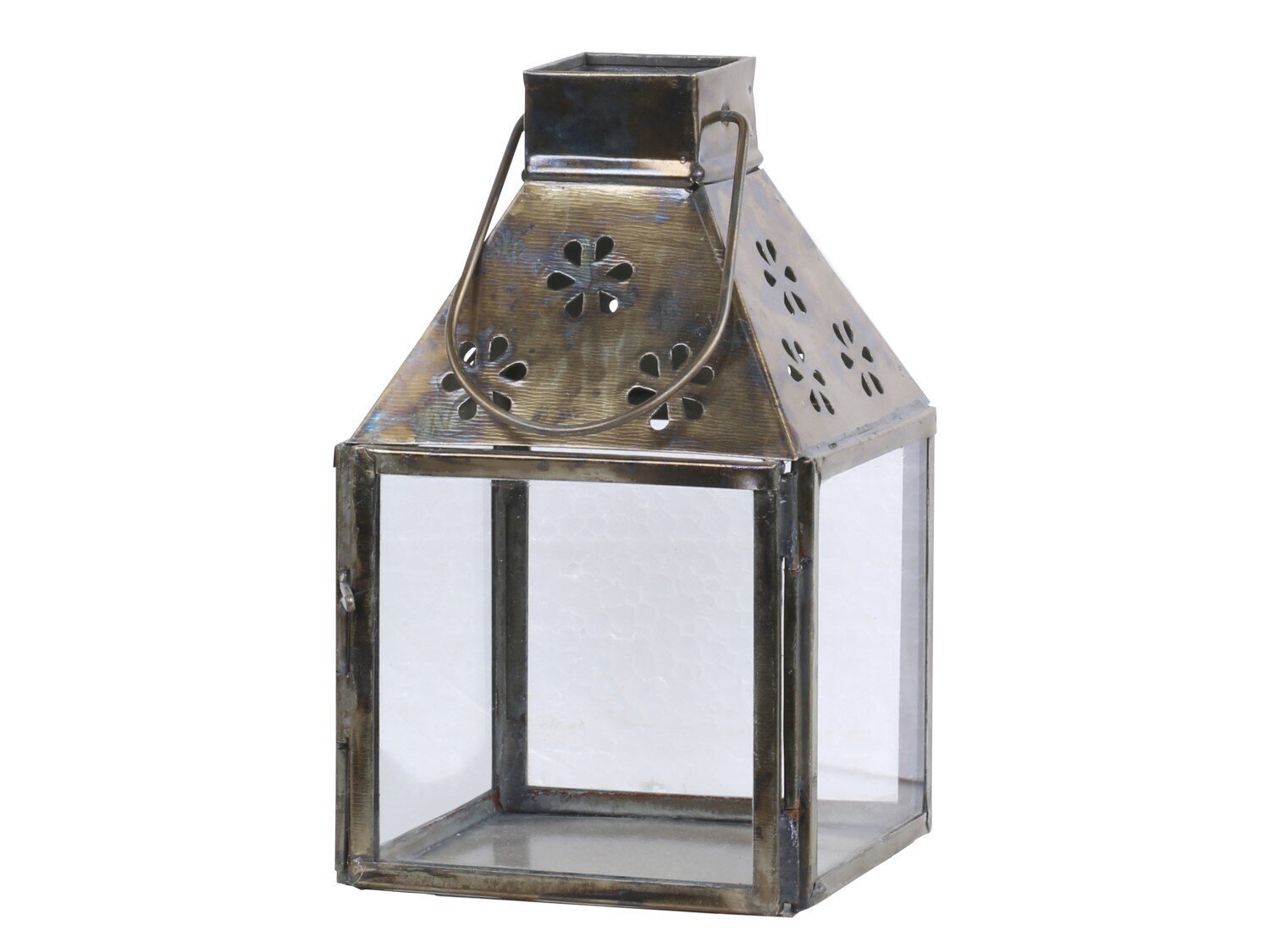 Laterne mit Blumen Muster, antik messing 