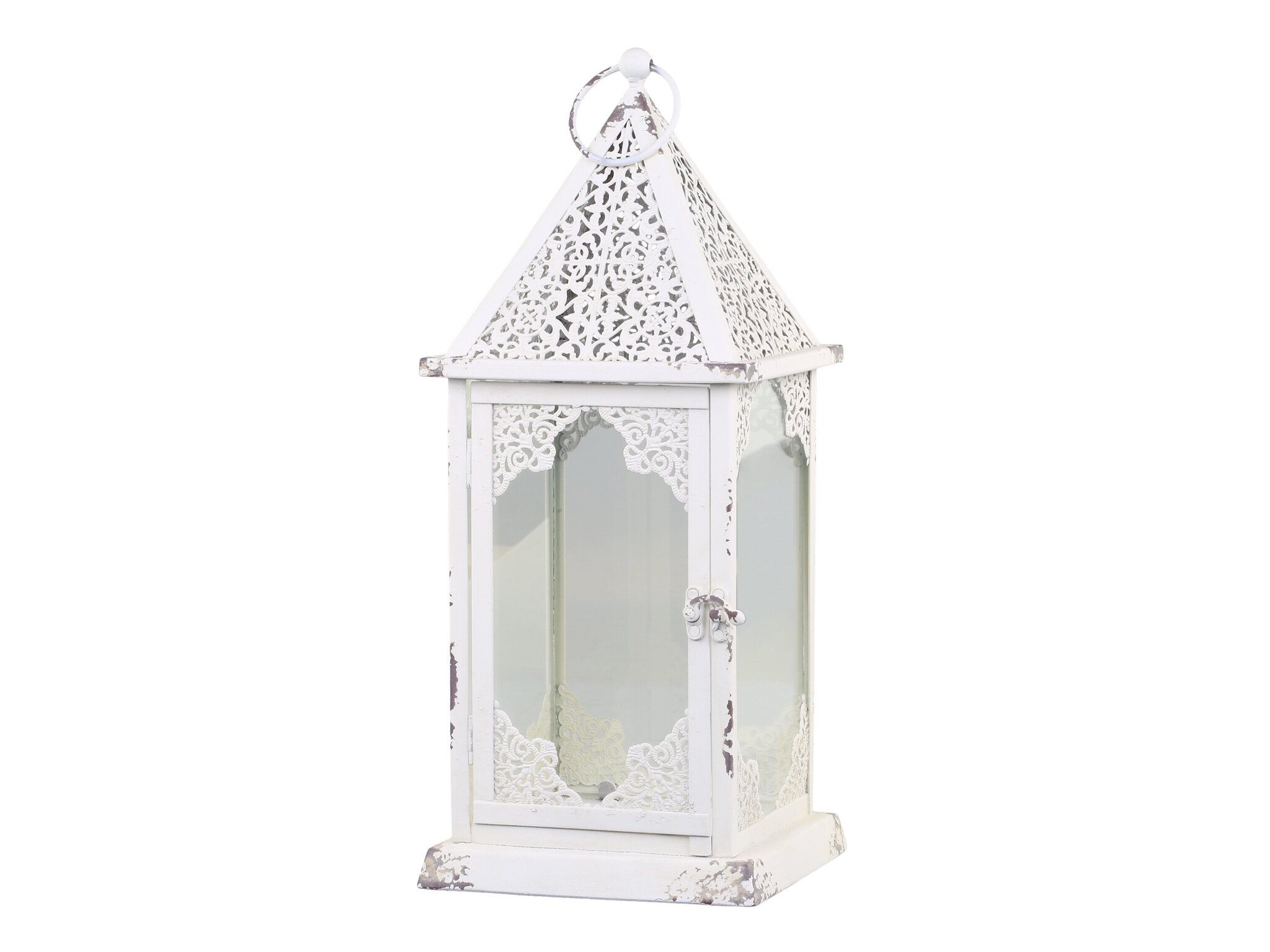 Laterne mit Dekor Spitz, antique creme 