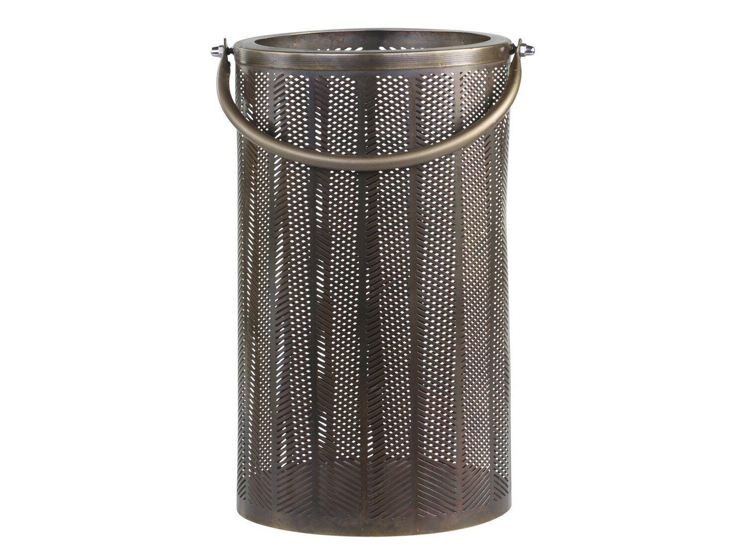 Laterne mit Fischgräten Muster, antik messing H35,5/Ø20,5 cm