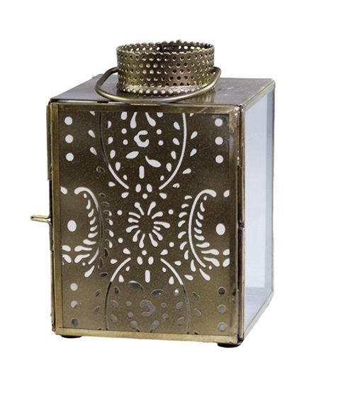 Chic Antique Laterne mit Muster gold, gold H14,5/L10/W10 cm
