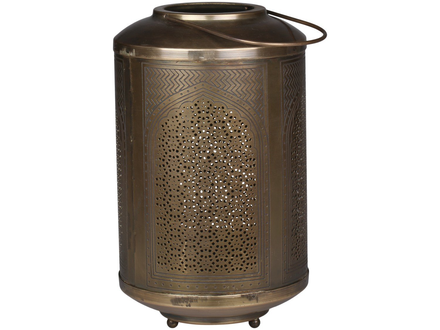 Laterne mit orientalischem Muster, antik messing H27/Ø16 cm