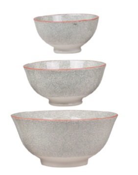 Chic Antique Latteschüssel mit Muster 3er Set, desert sage H6,5/D15 cm