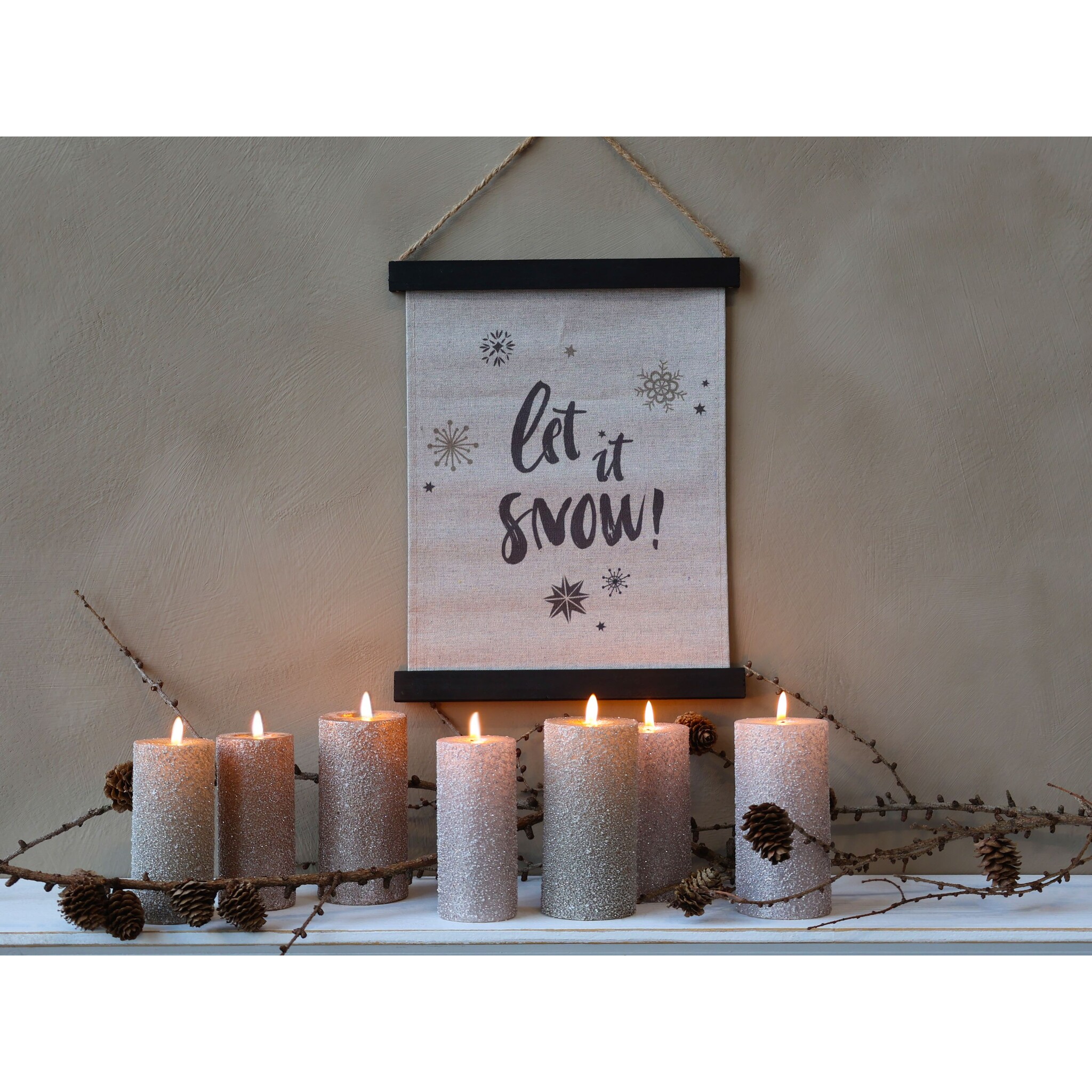Leinwandbild Let It Snow, antique schwarz 