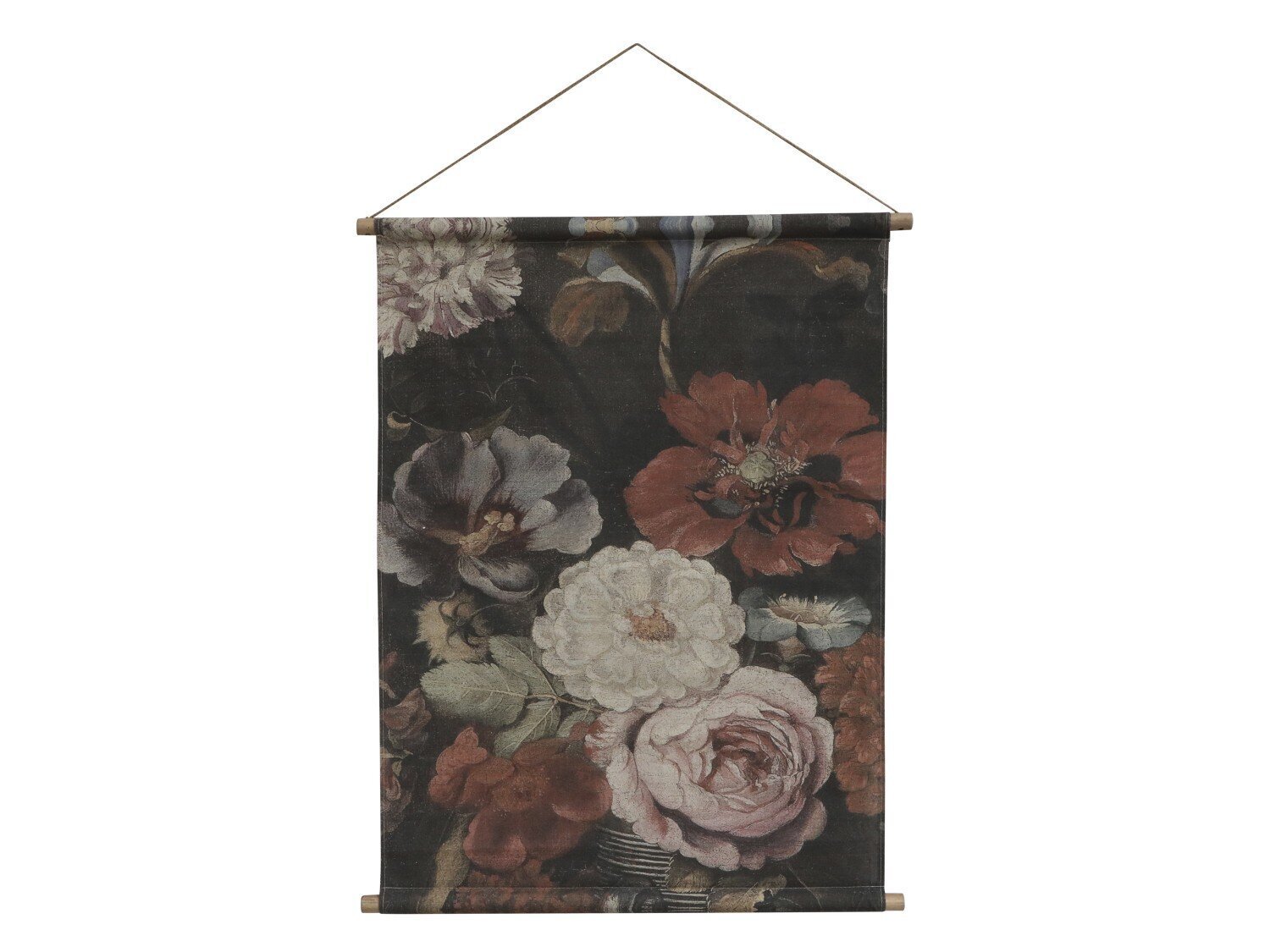 Leinwandbild zum Aufhängen mit Blumenprint, schwarz H97/L76 cm