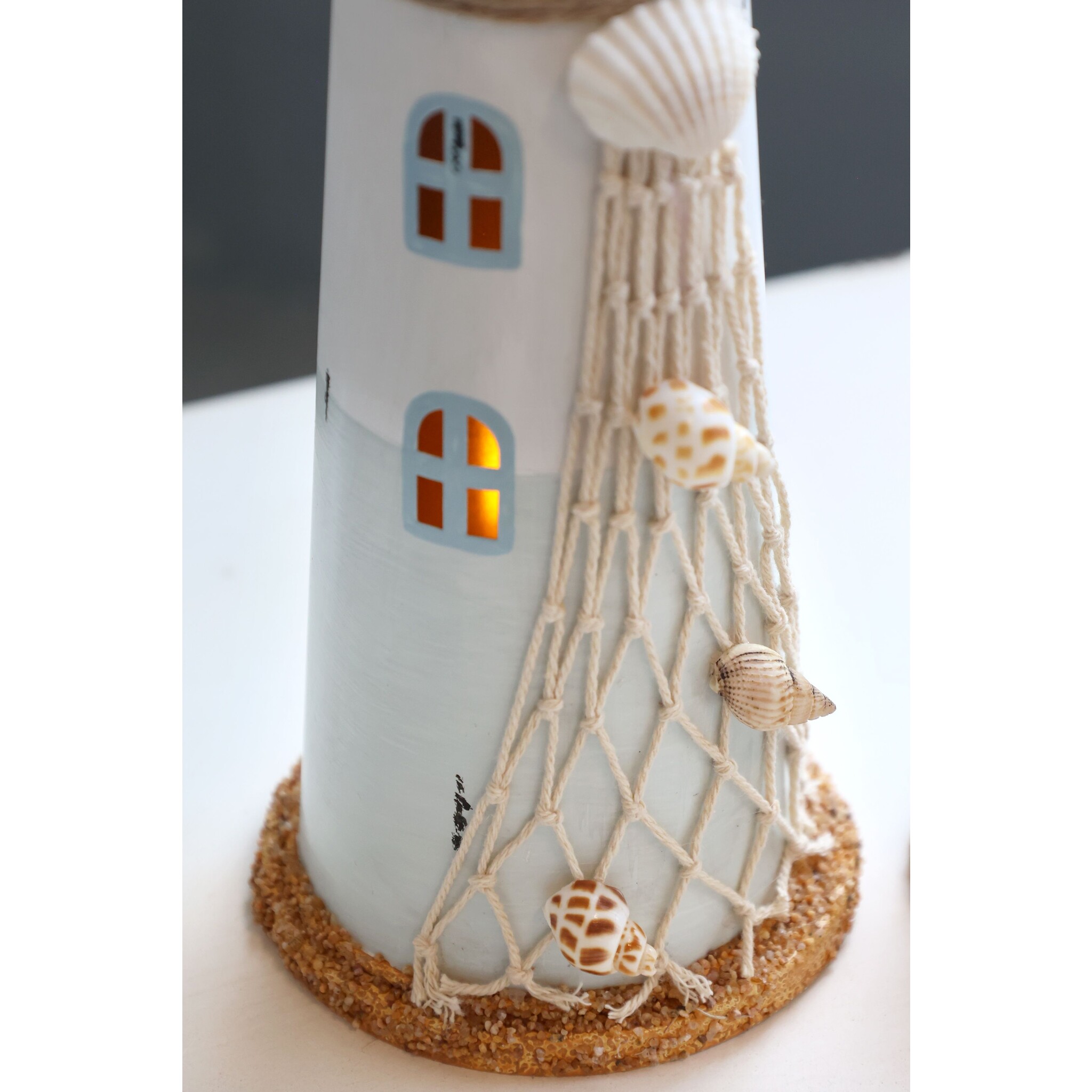 Leuchtturm mit LED, blau Höhe 28,5, Ø 9,5 cm ocean