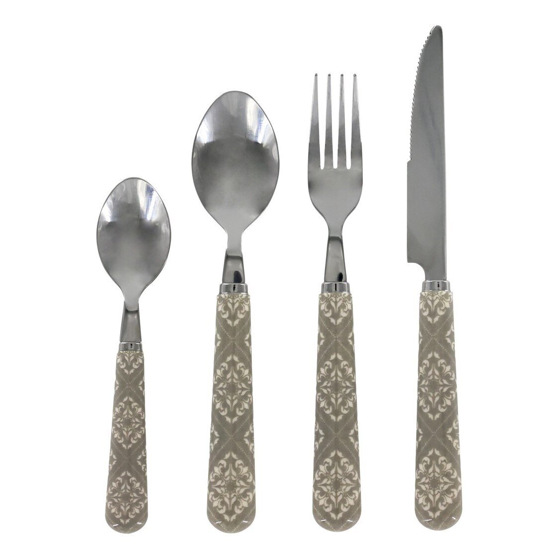 Linas Besteck mit Muster im Set, französisch grau 