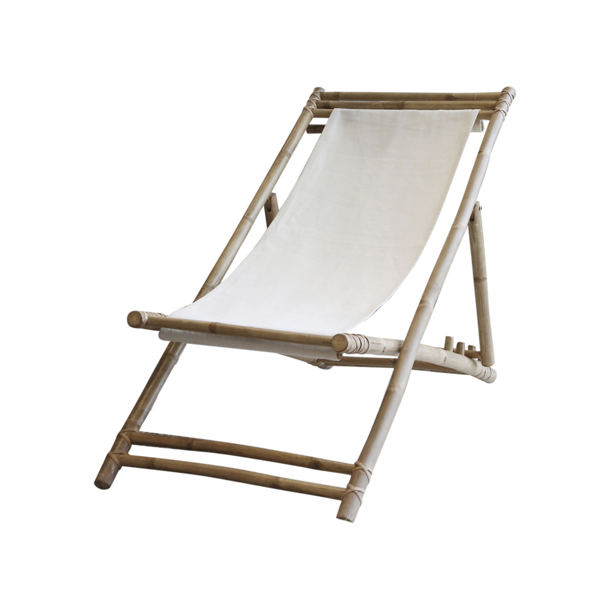 Lyon Liegestuhl mit Leinen Bambus, natur 