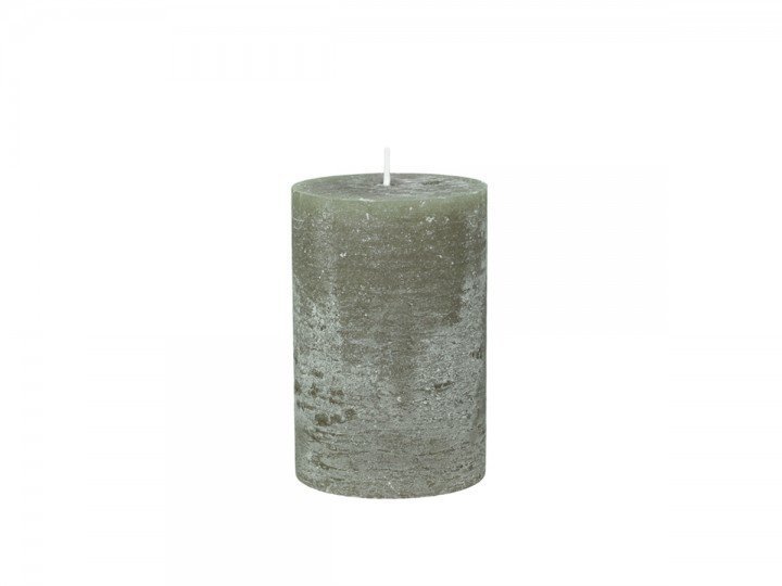Macon rustikale Stumpenkerze, olivegrün H15/D10 cm