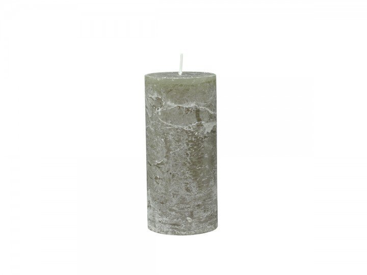 Macon rustikale Stumpenkerze, olivegrün H15/D7 cm