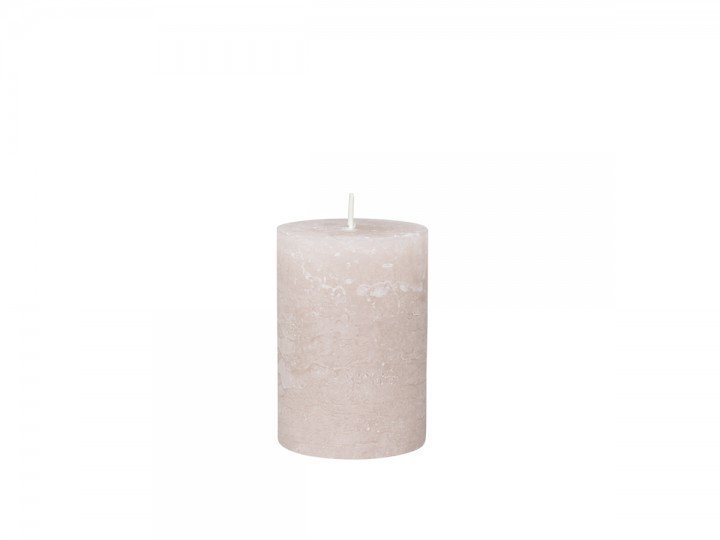 Macon rustikale Stumpenkerze, rosa H10/D7 cm