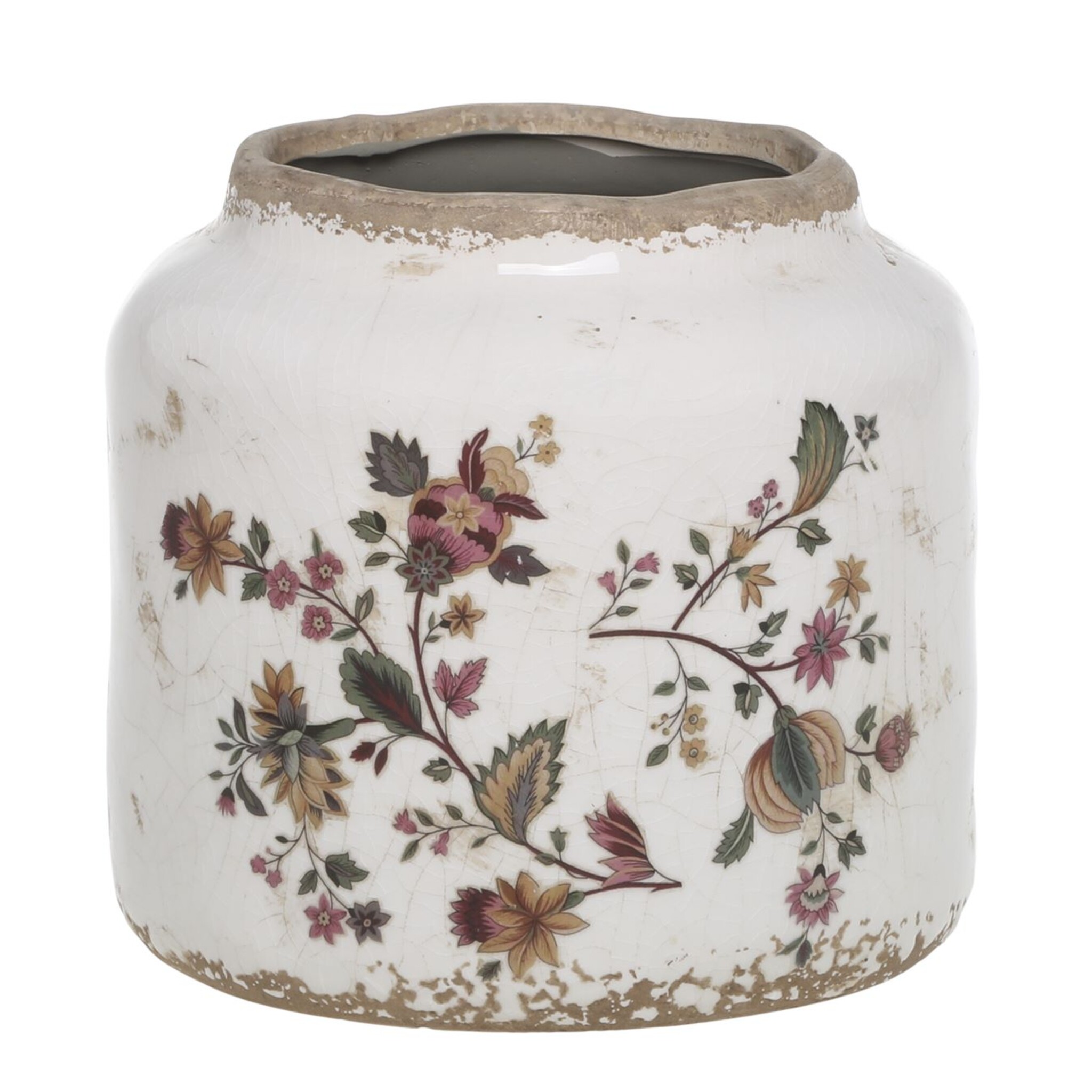 Nancy Blumentopf Typ 2 mit Blumenmotiv, creme Höhe 13,5, Ø 13,5 cm