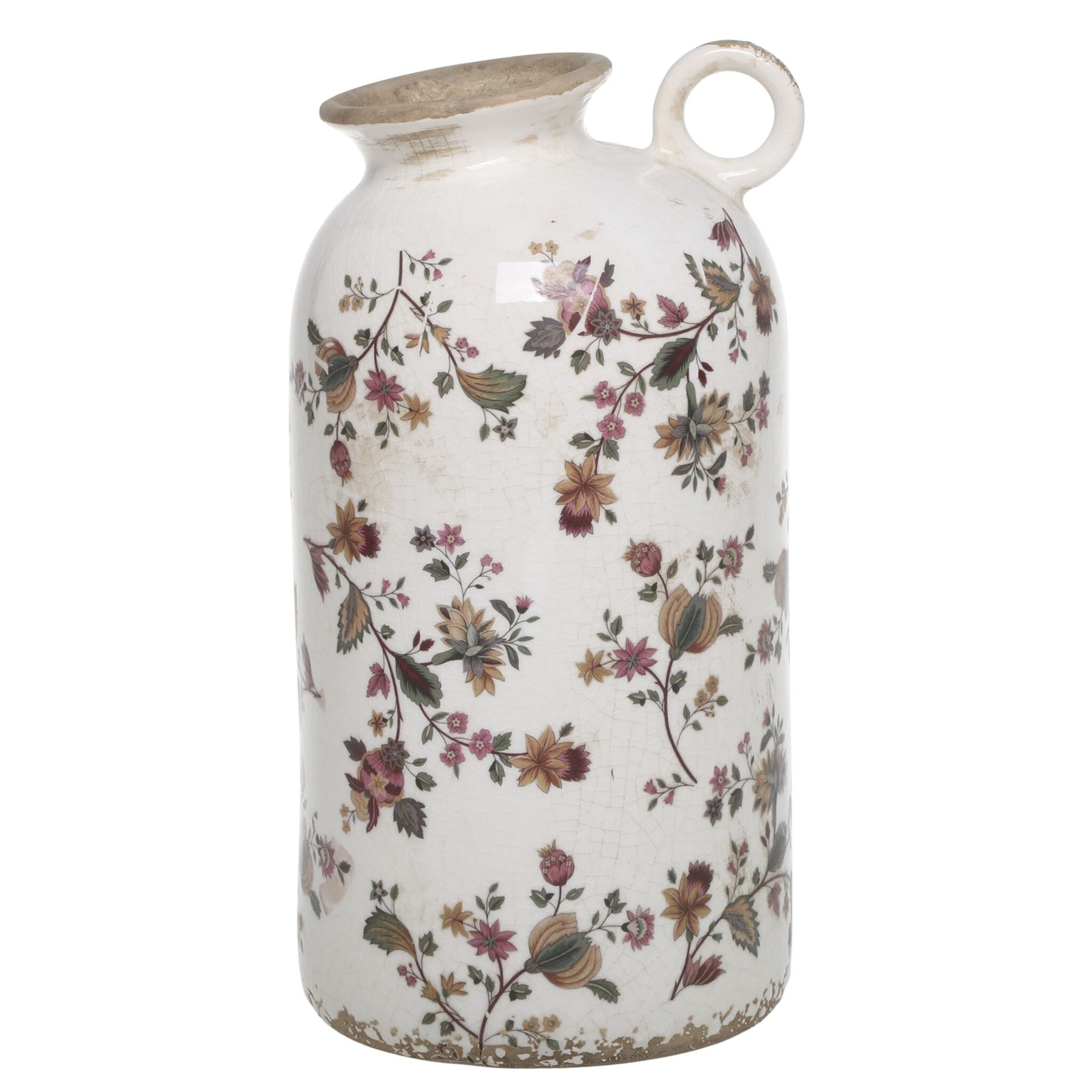 Nancy Vase mit Blumenmotiv, creme Höhe 26, Ø 14 cm