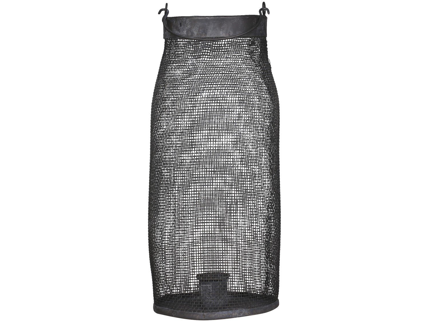 Netz Windlicht für Stabkerzen, antik kohle H24/Ø10 cm