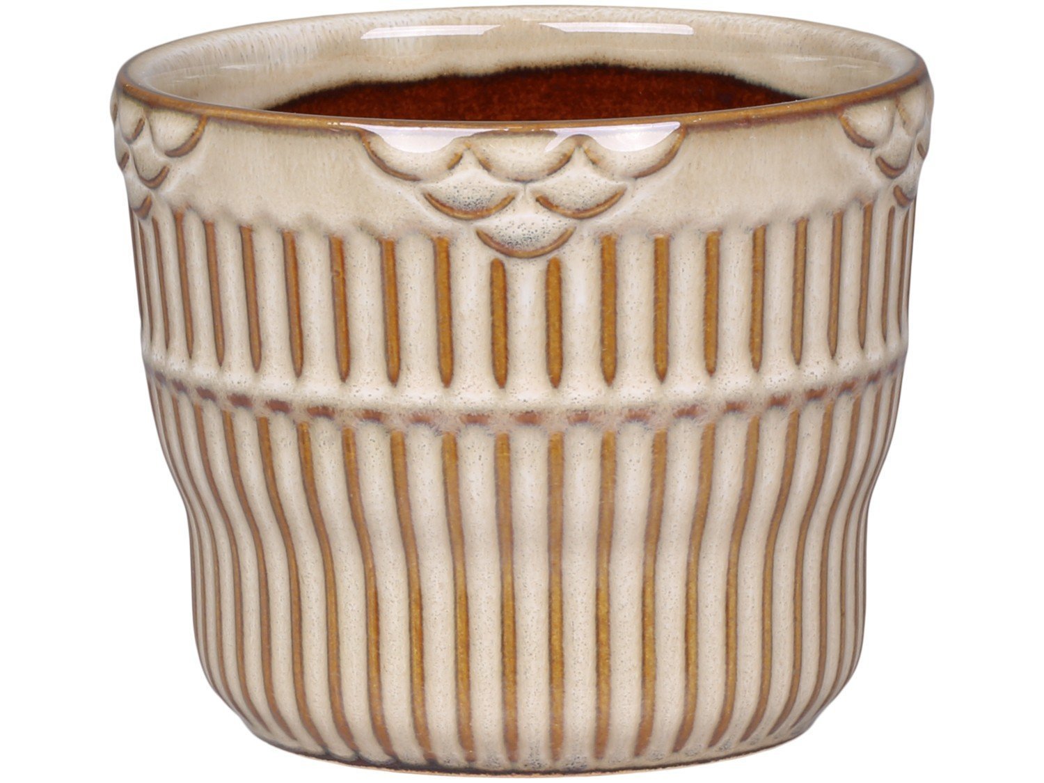 Nimes Übertopf mit Rillen, latte H6/D7 cm