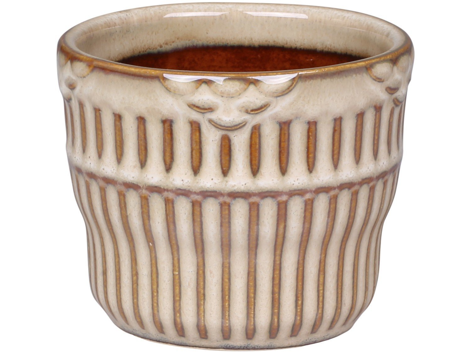 Nimes Übertopf mit Rillen, latte H9/D10,5 cm