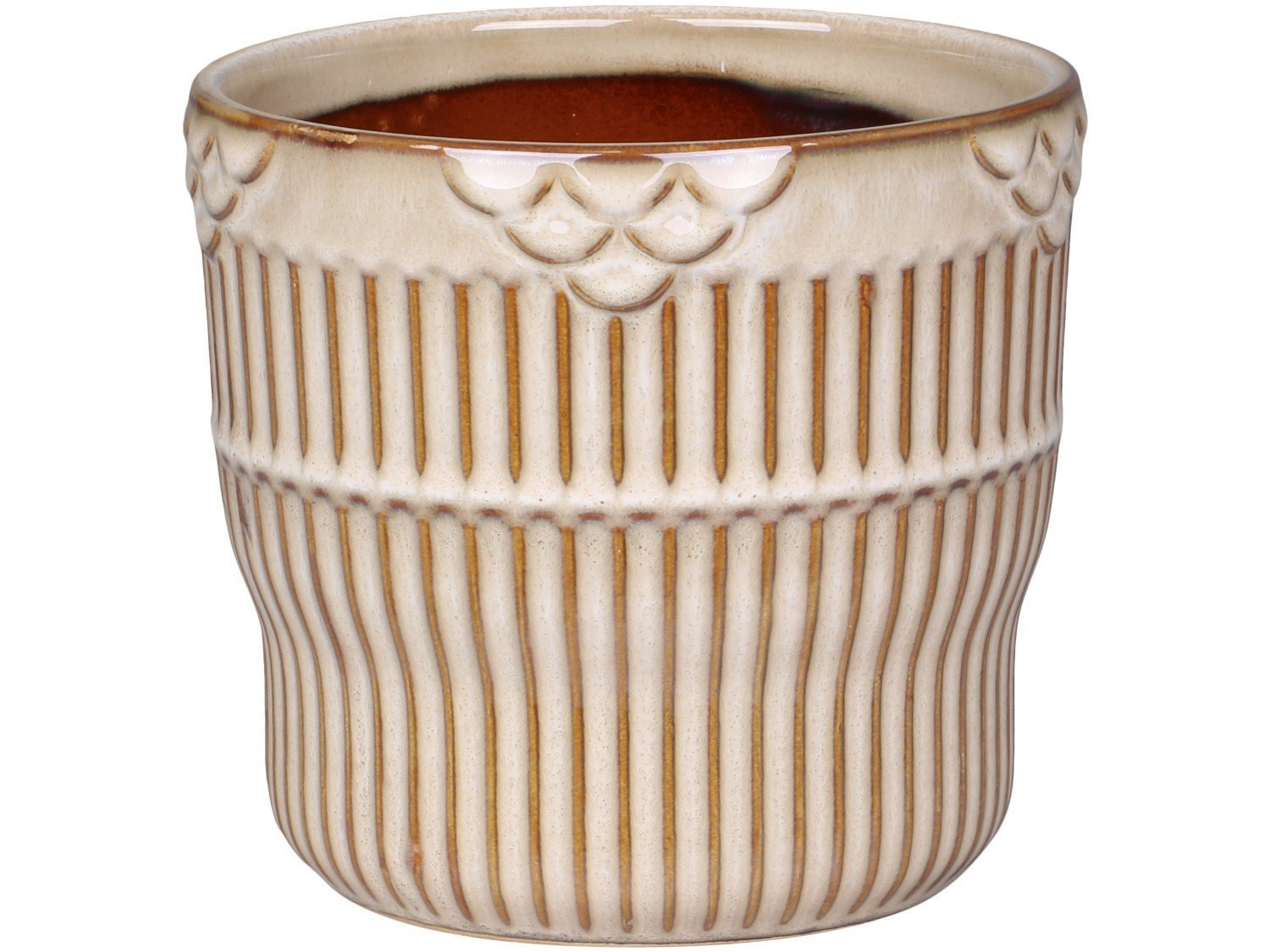 Nimes Übertopf mit Rillen, latte H11/D12 cm
