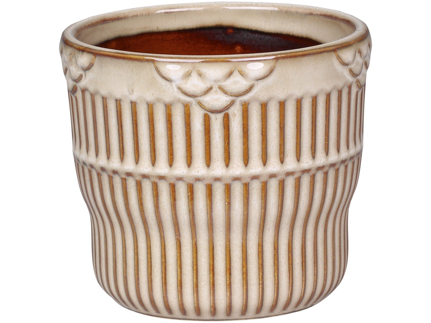 Nimes Übertopf mit Rillen, latte H13/D14 cm