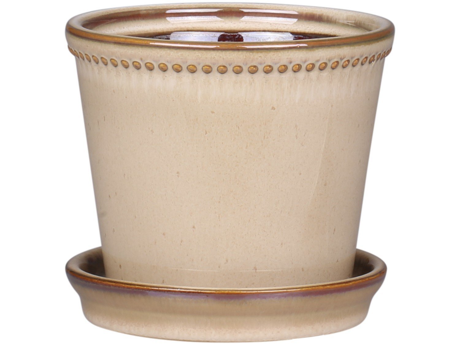 Nimes Übertopf mit Unterschale, latte H9/D10,5 cm