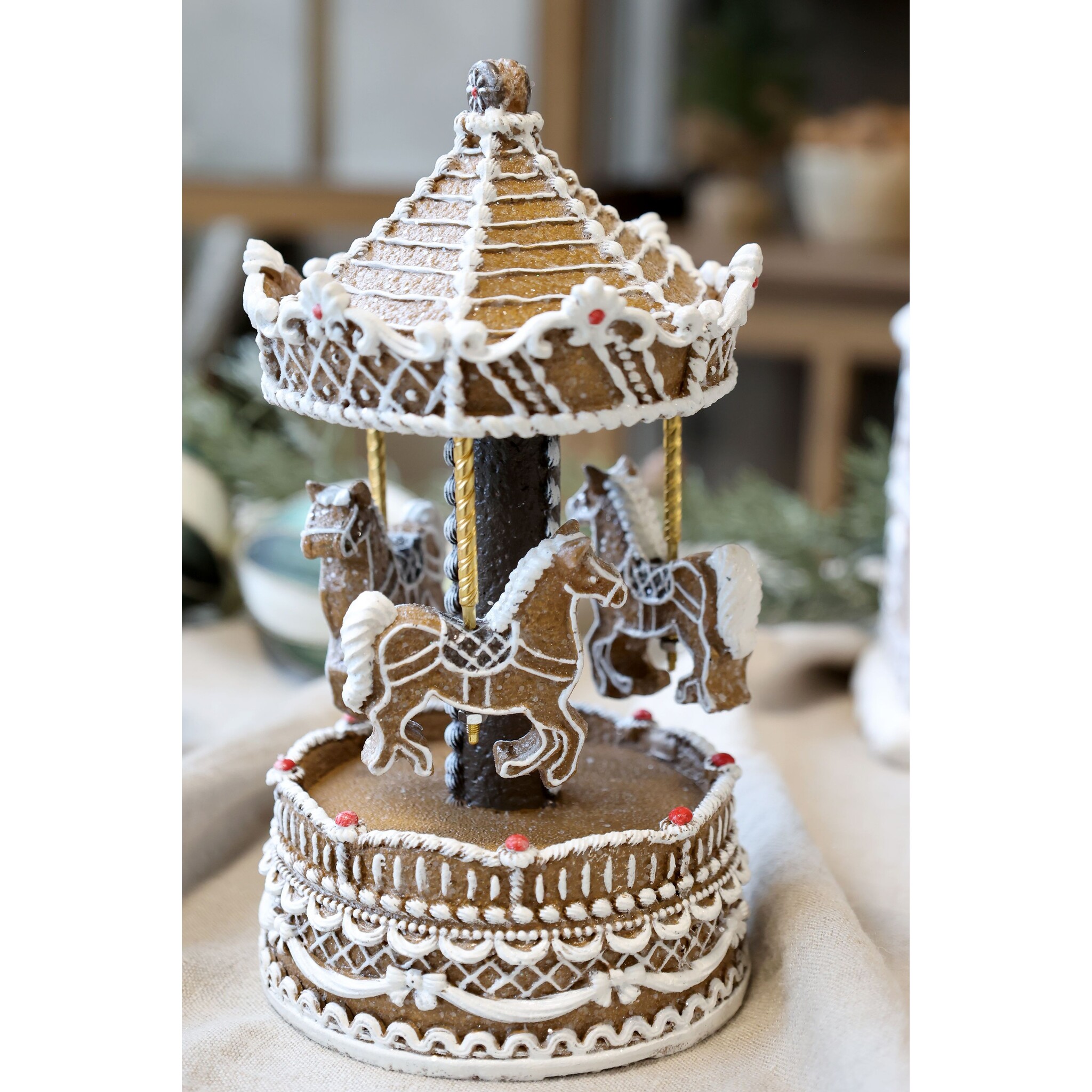 Noël Spieluhr mit Karussell, Weihnachtsdeko, mocca 