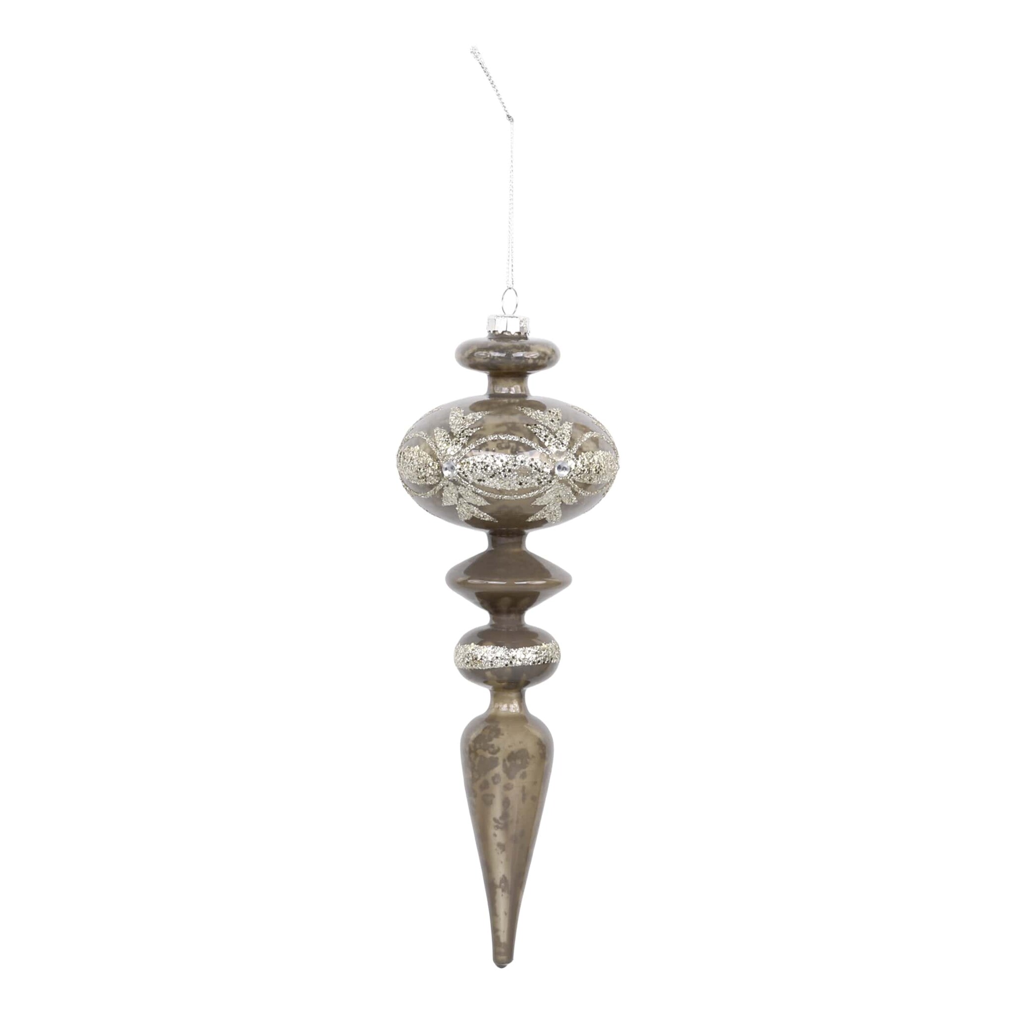 Ornament aus Glas mit Glitzer, latte Höhe 16, Ø 6 cm