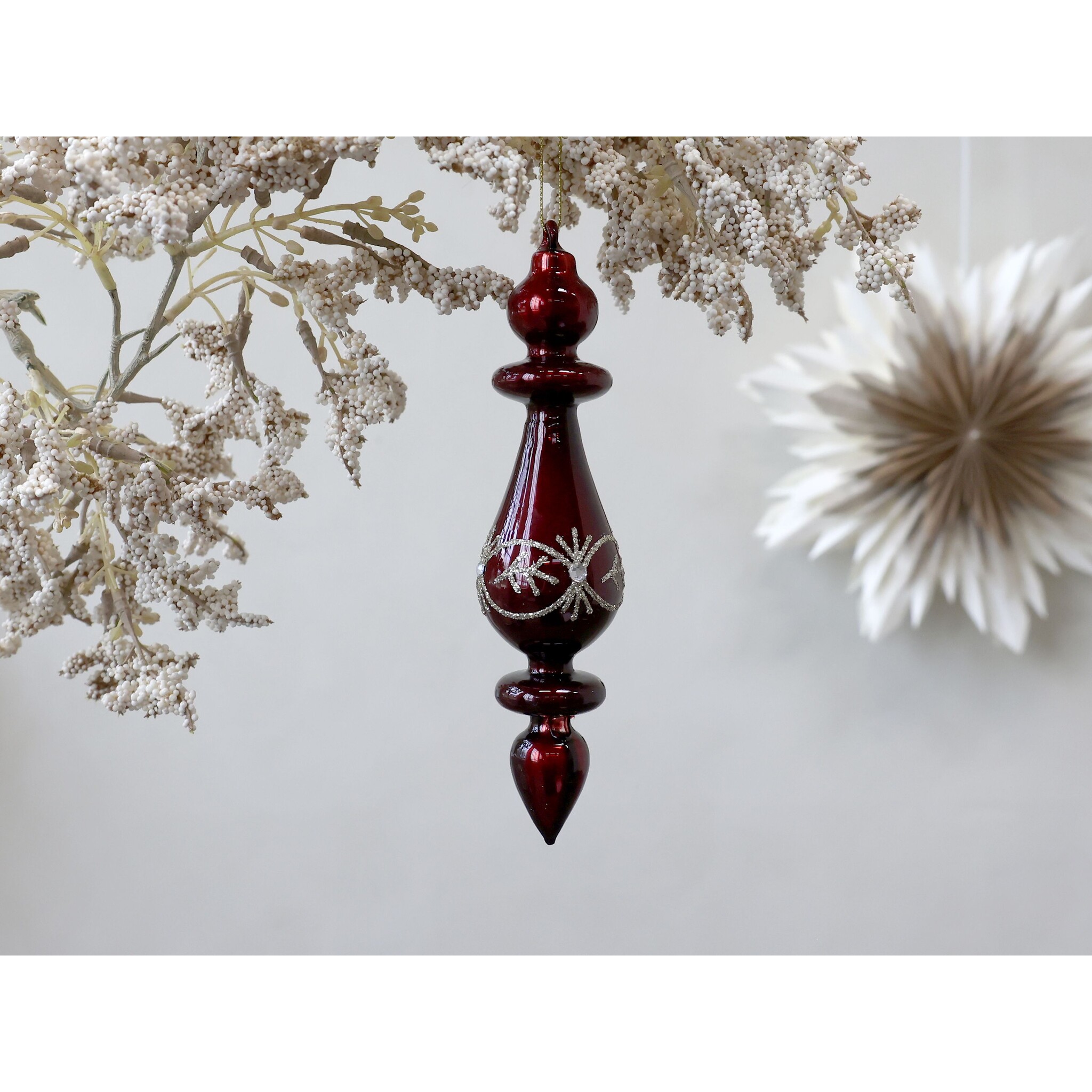 Ornament aus Glas mit Glitzer, cherry Höhe 17, Ø 4,5 cm