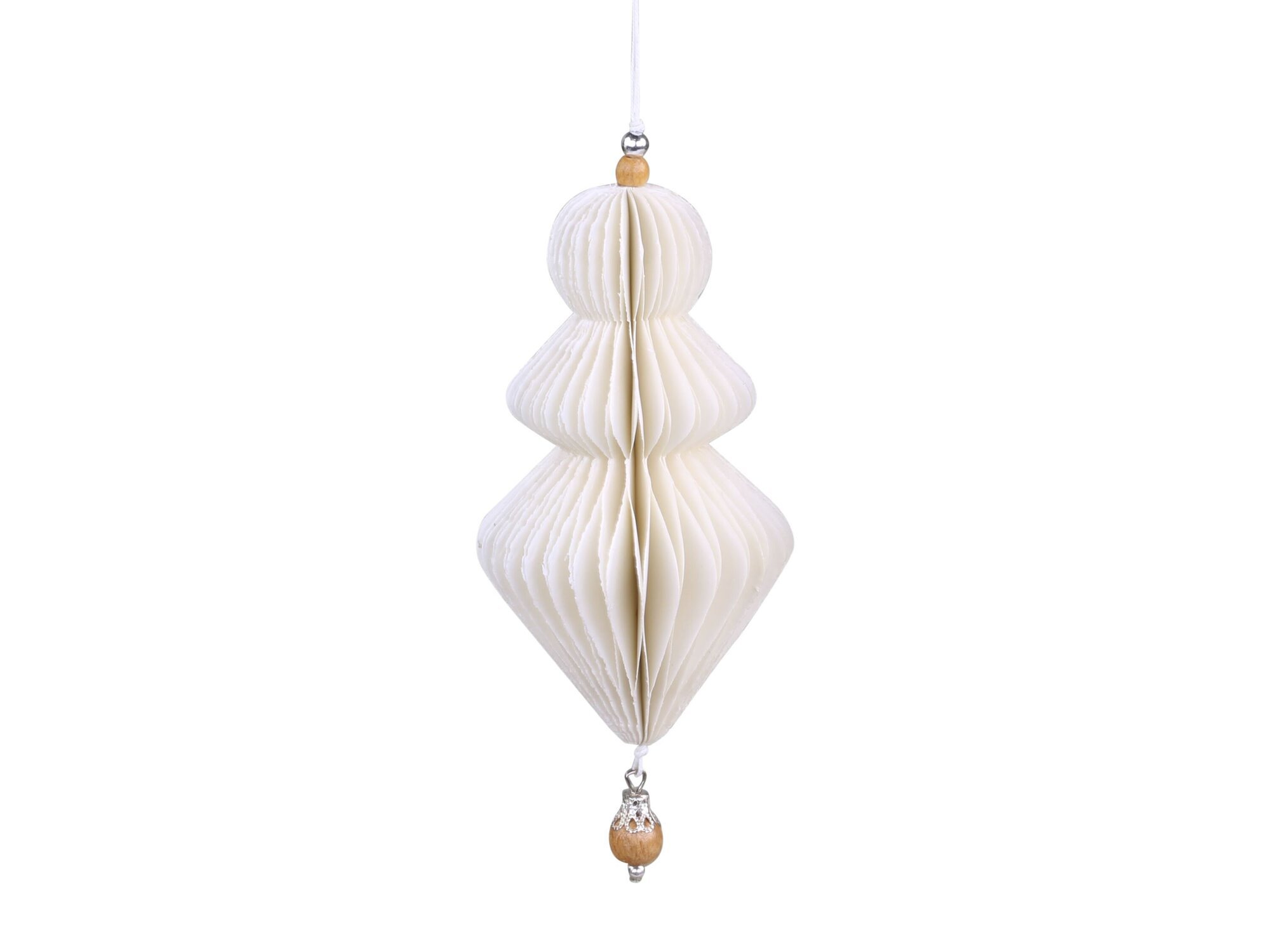 Ornament aus Papier mit Holzperle, antique creme 