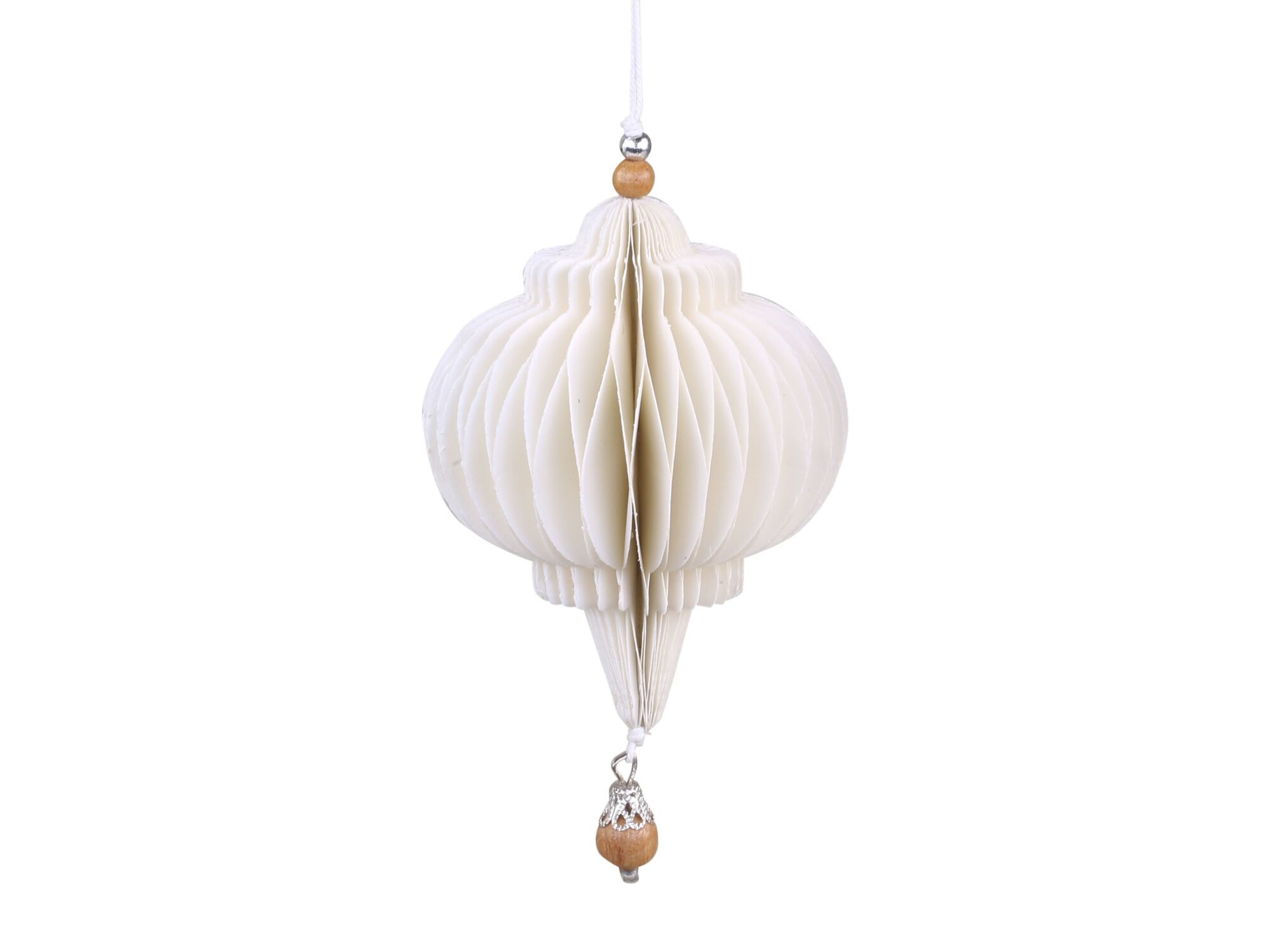 Ornament aus Papier mit Holzperle, antique creme 