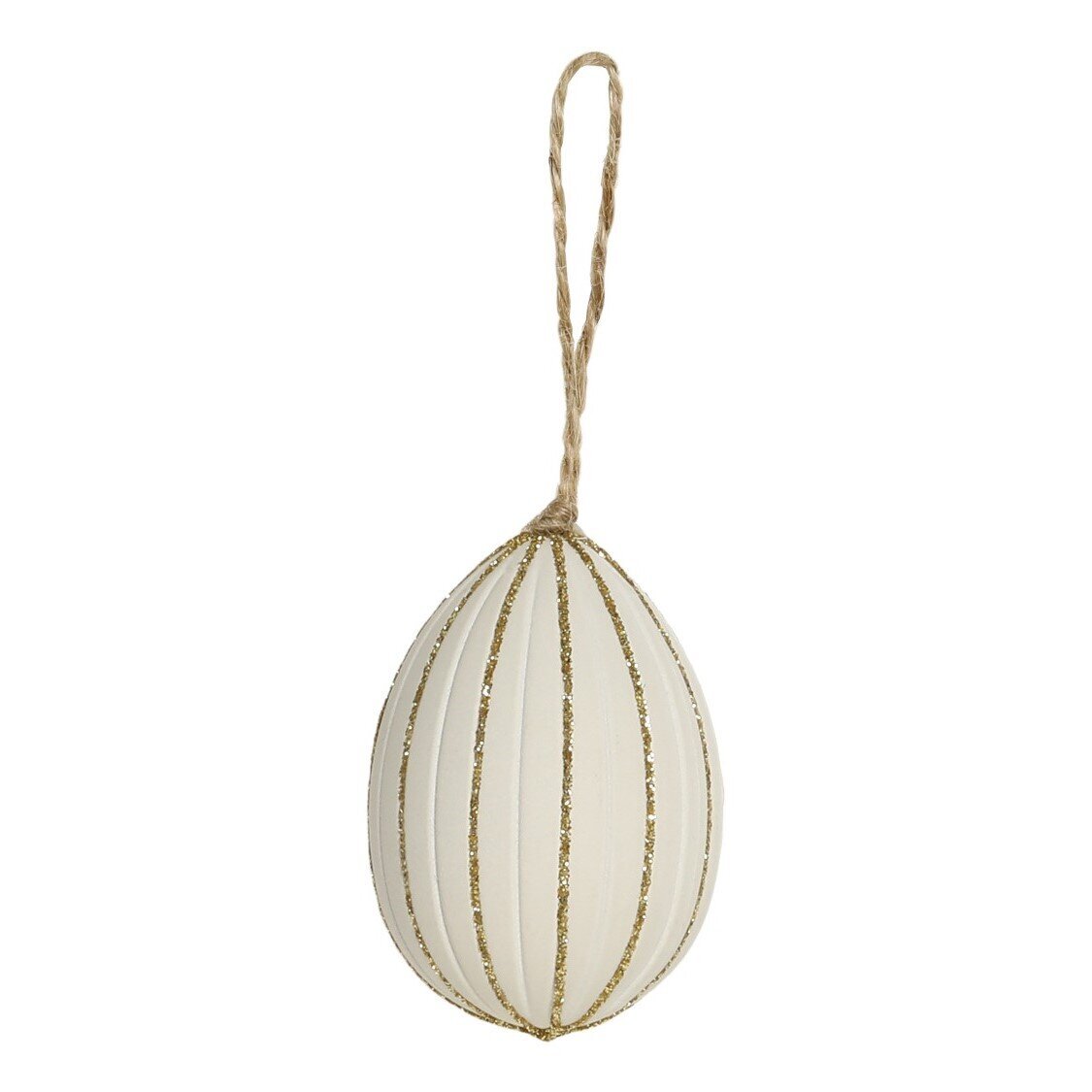 Osterei mit Glitzer, antique creme