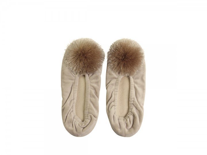 Chic Antique Pantoffeln mit Pompon, champagner One Size