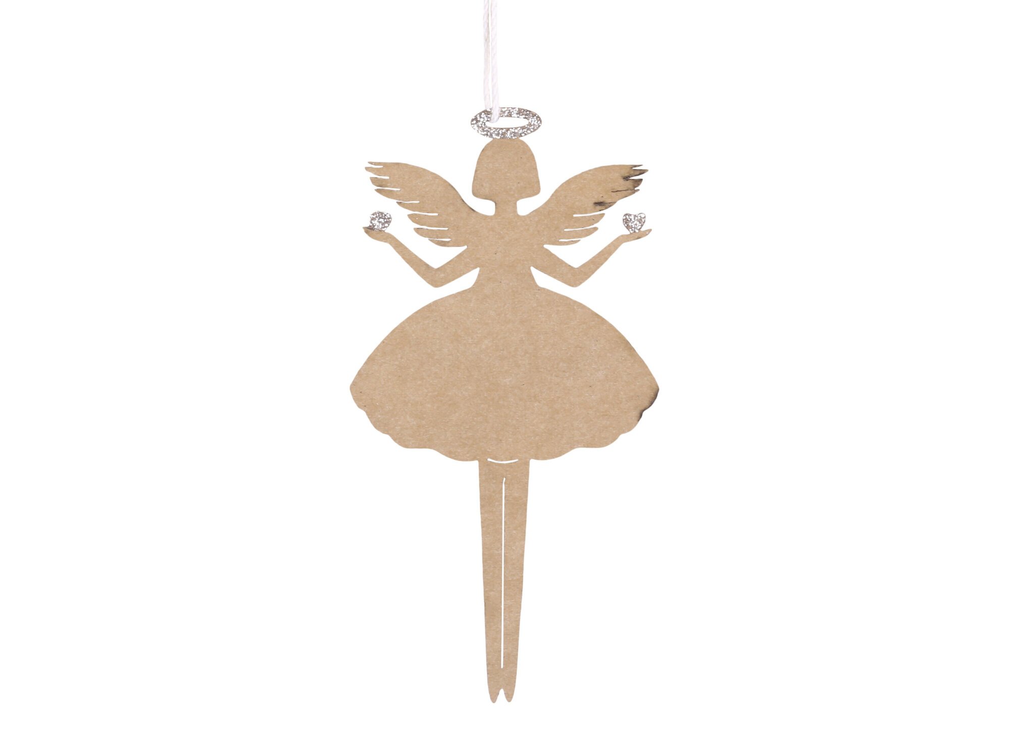 Papierengel mit Glitzer 6er Set, antique braun 