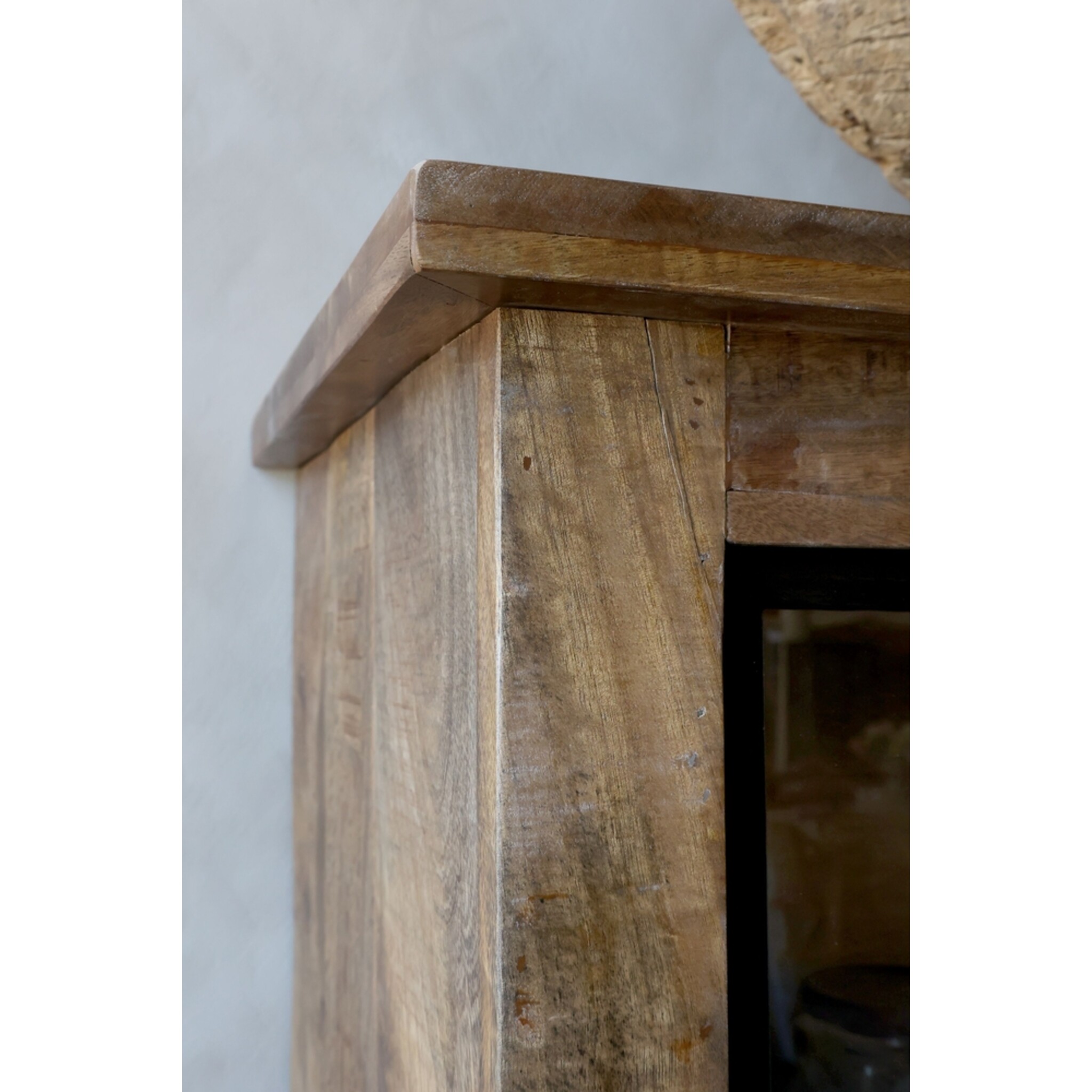 Vitrinenschrank Paris – Landhausstil mit Schiebetüren, natur 