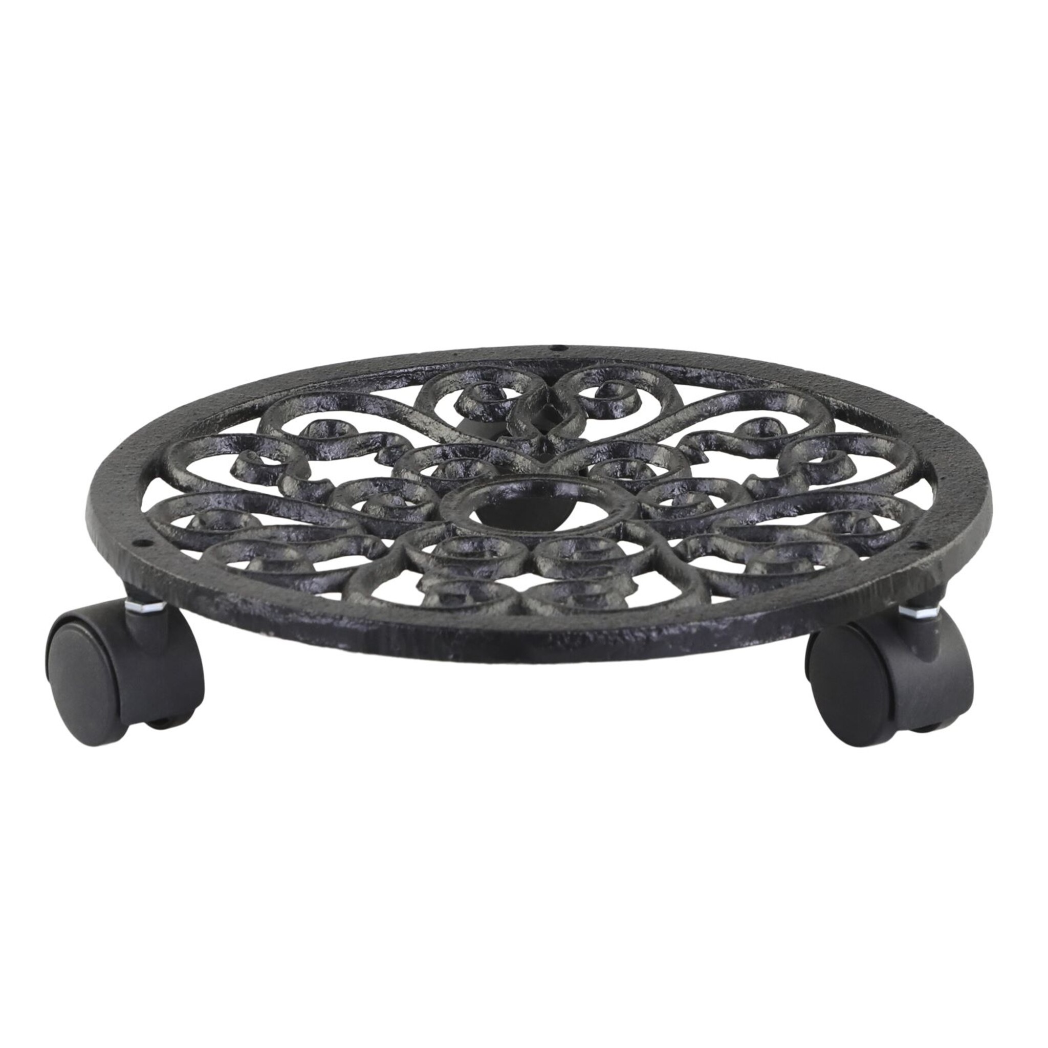 Pflanzenhalter auf Rädern, antique schwarz Höhe 6, Ø 29 cm