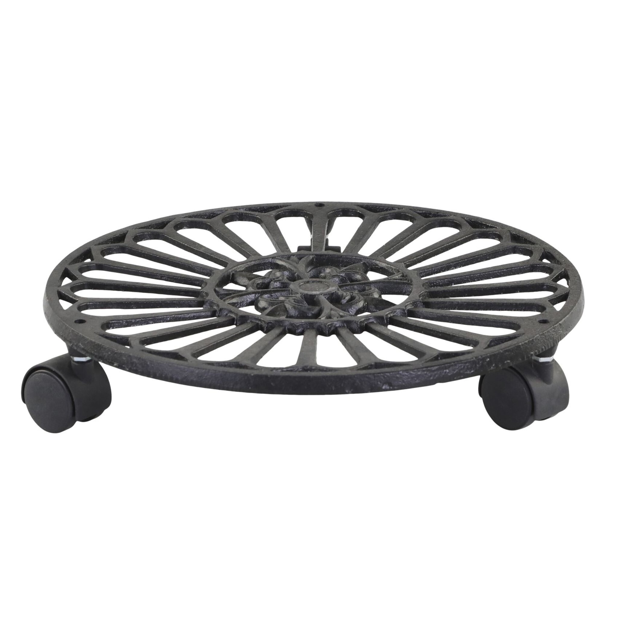 Pflanzenhalter auf Rädern, antique schwarz Höhe 6, Ø 33 cm