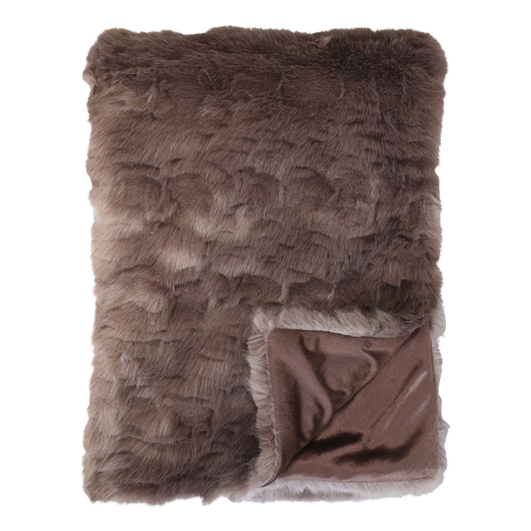 Plaid aus Pelzimitat, schokolade 