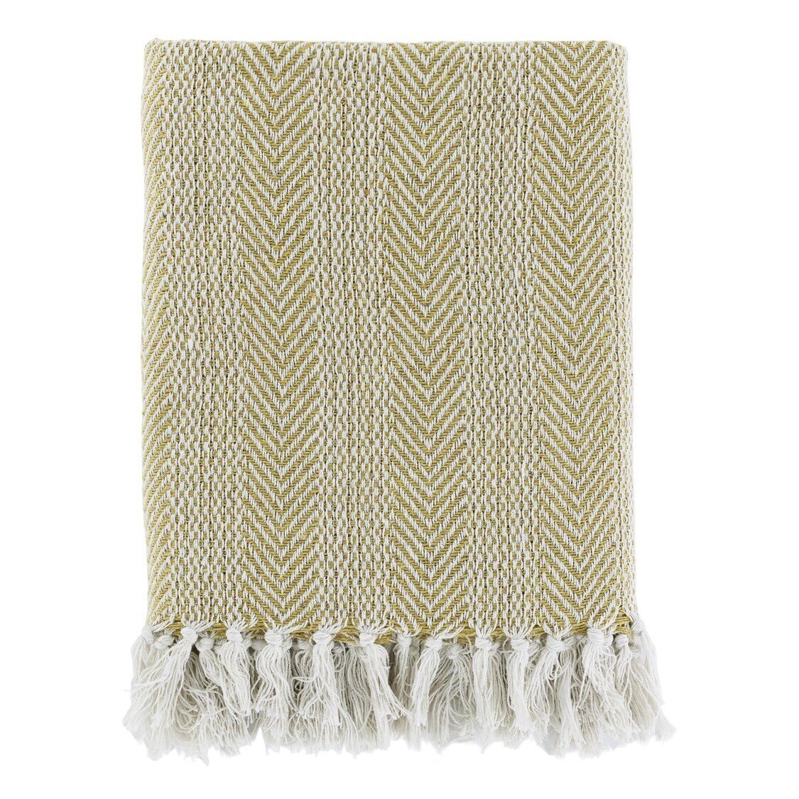 Plaid Decke Aix aus recycelter Baumwolle, honig 