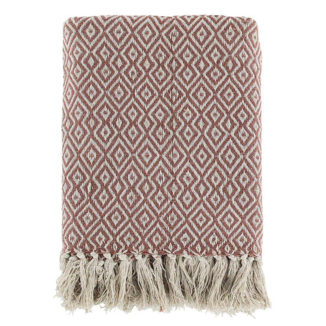 Plaid Decke Aix aus recycelter Baumwolle, rosa 