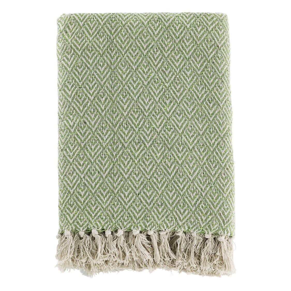 Plaid Decke Aix aus recycelter Baumwolle, grün 