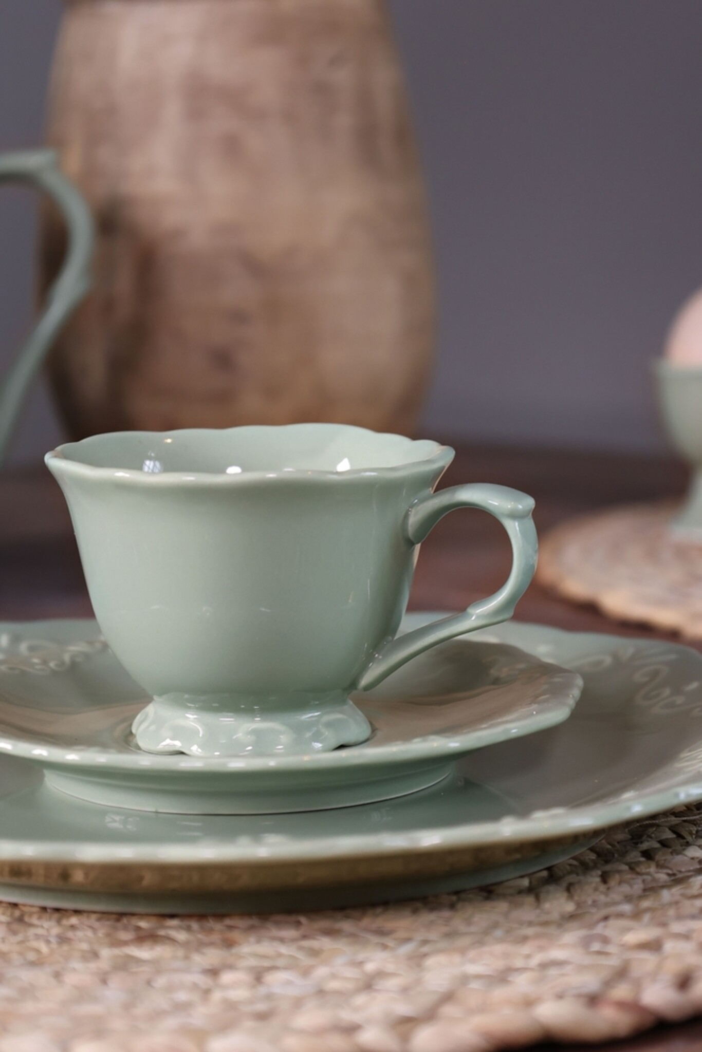 Chic Antique Provence Kaffeetasse mit Untertasse, verte 