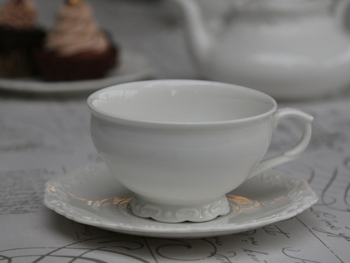 Chic Antique Provence Teetasse mit Untertasse, weiss 