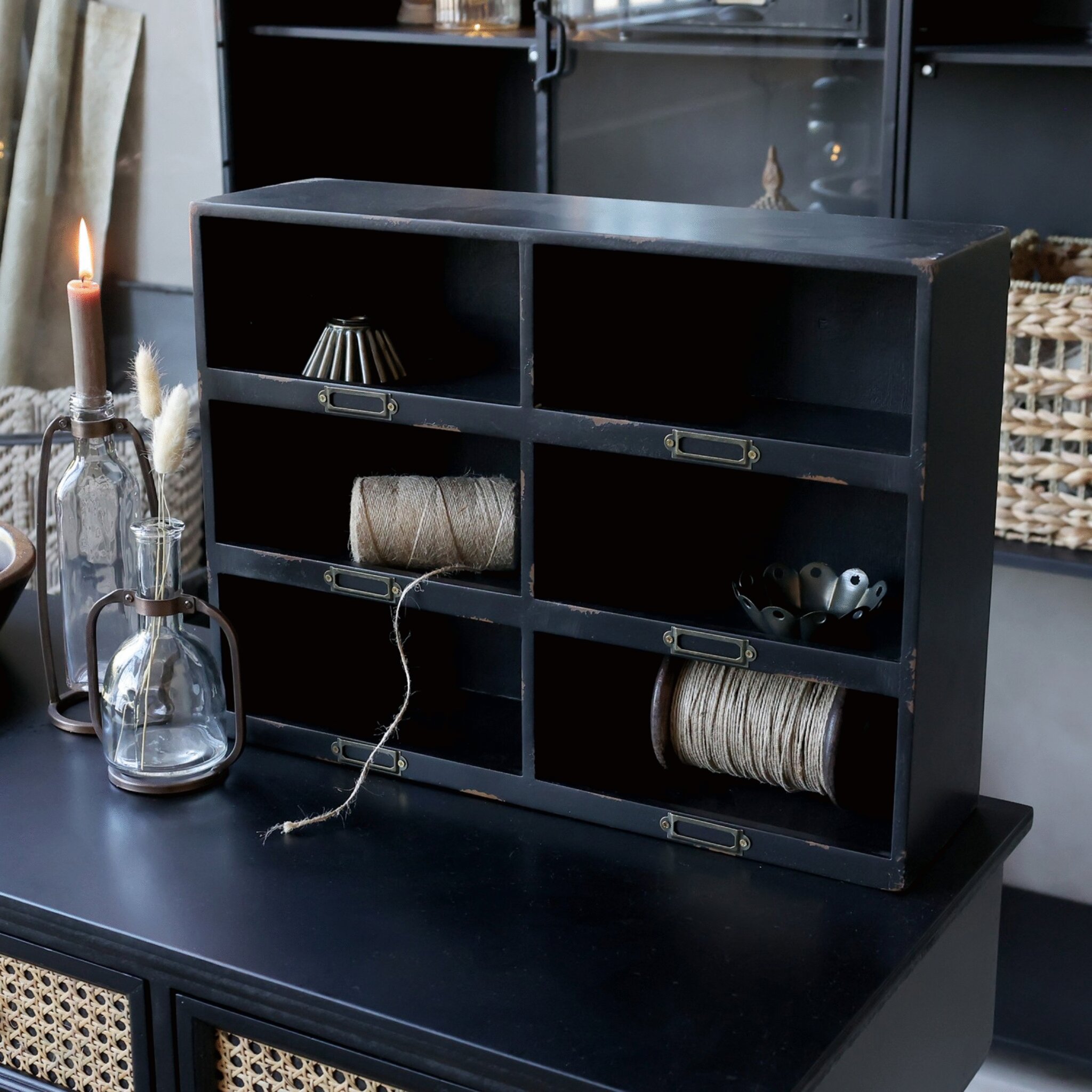 Regal mit 6 Fächern, schwarz