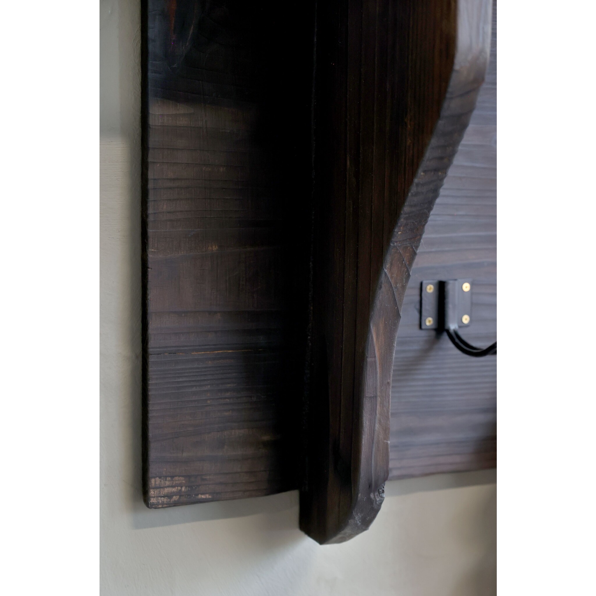 Regalbrett mit 6 Haken, dunkel natur 