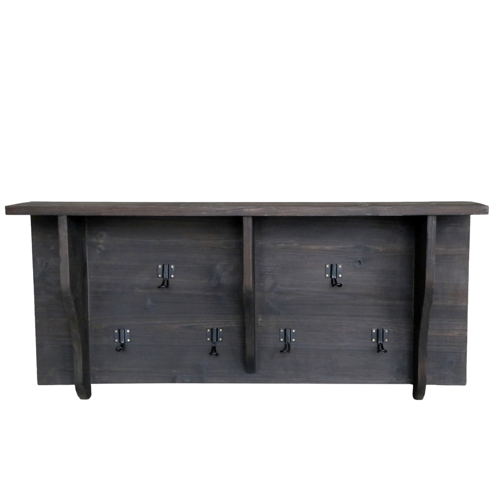 Regalbrett mit 6 Haken, dunkel natur 