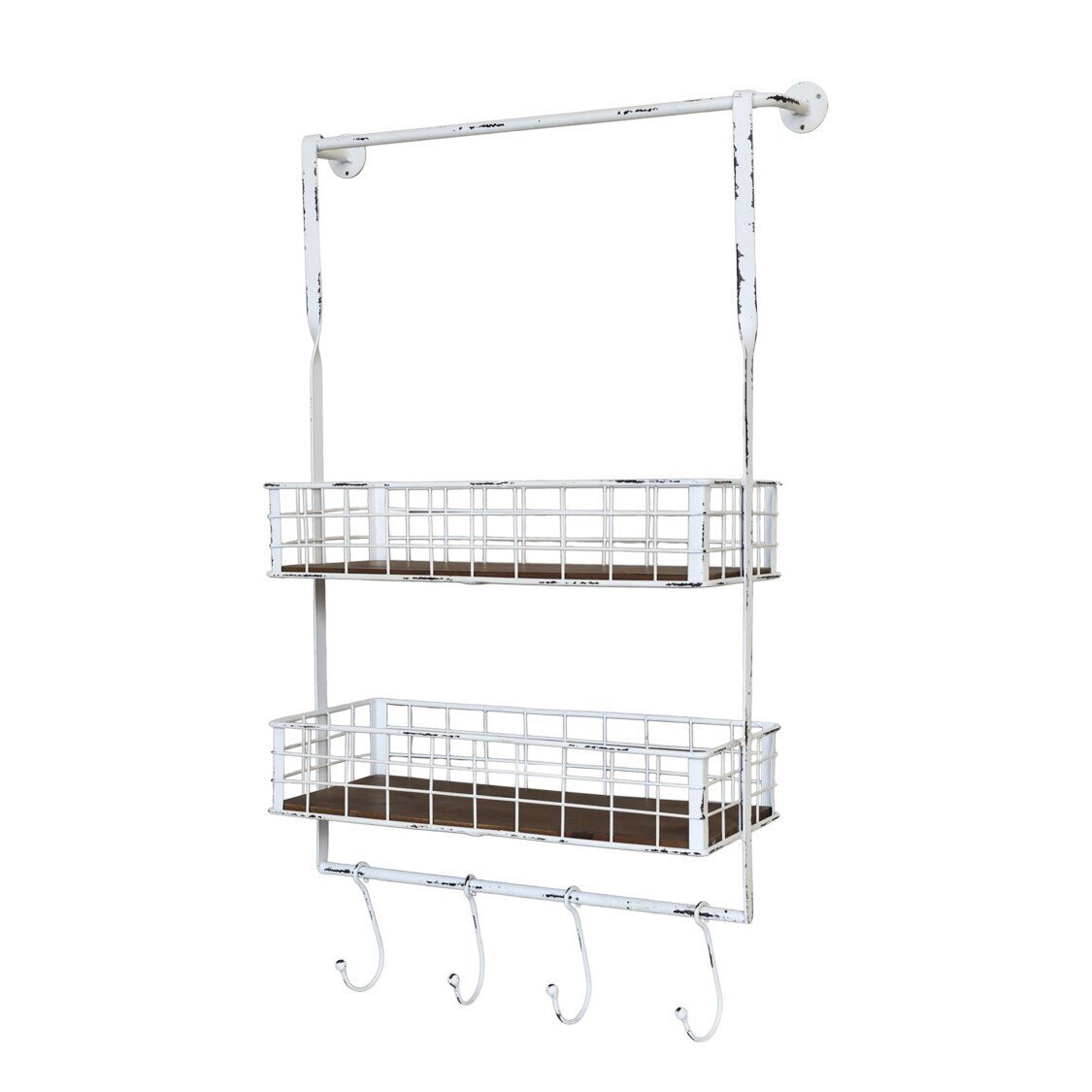 Regalbrett mit Haken, antique creme 