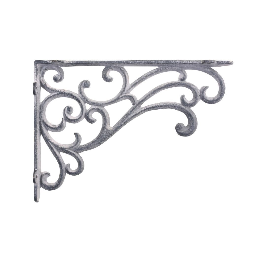 Regalträger mit Schnörkel, antik grau 