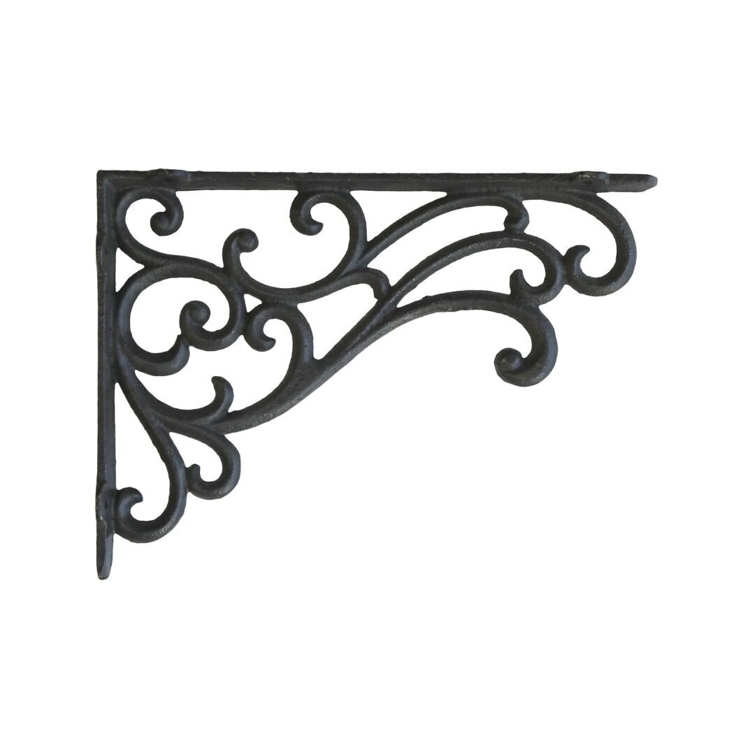 Regalträger mit Schnörkel, antik schwarz 